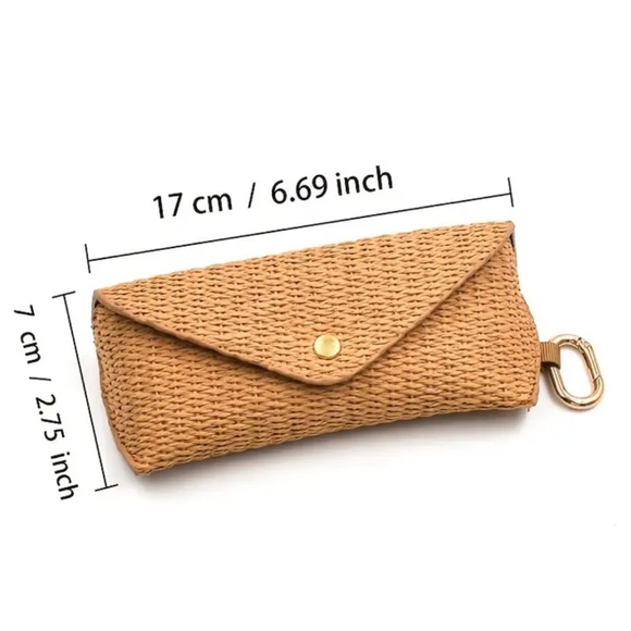 Raffia Sunglasses Case Glasses Sunnies Keychain Clutch Woven Jute Bag NEW - Picture 10 of 12